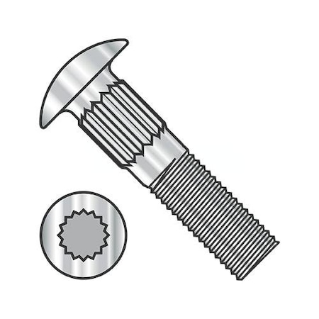 Usa Industrials Round Neck, 3/8"-16, 2 1/2" L, 18-8 Stainless Steel, Plain BULK-BOLT-924
